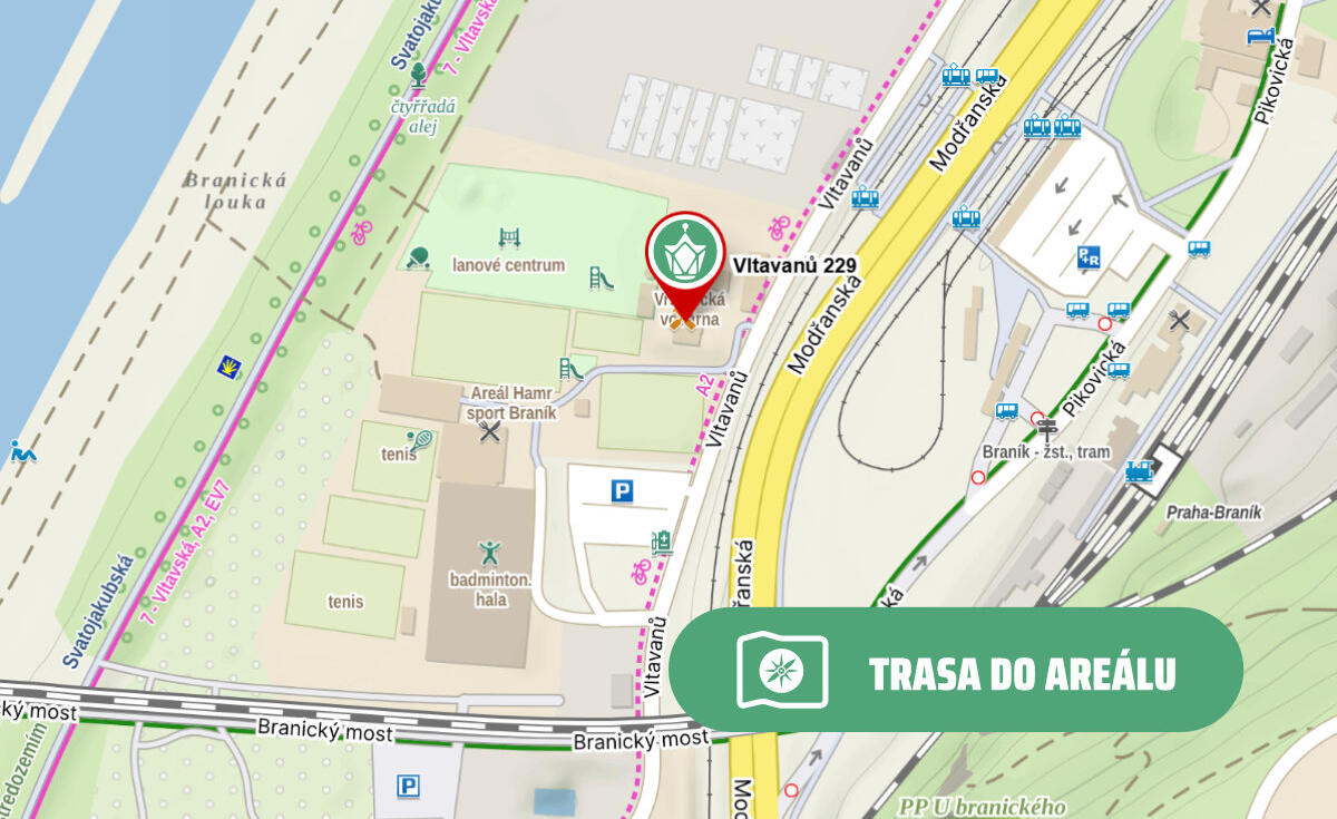 Mapa a navigace do Areálu Vltavanů